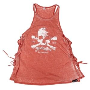 Motley Crue Skull Crossbones 2015 The Final Tour Burnout TieSide TankTop Size Sm